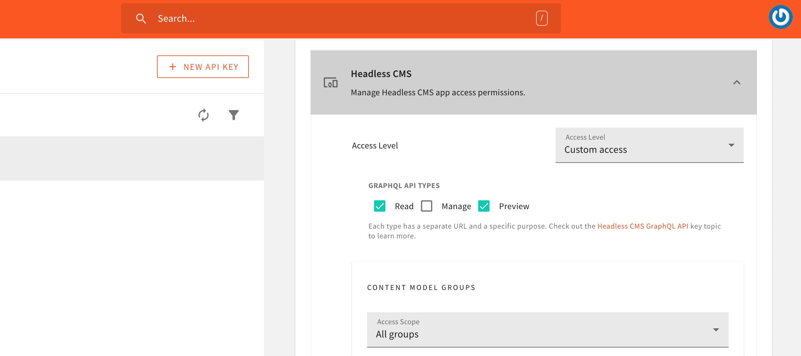 Headless API config