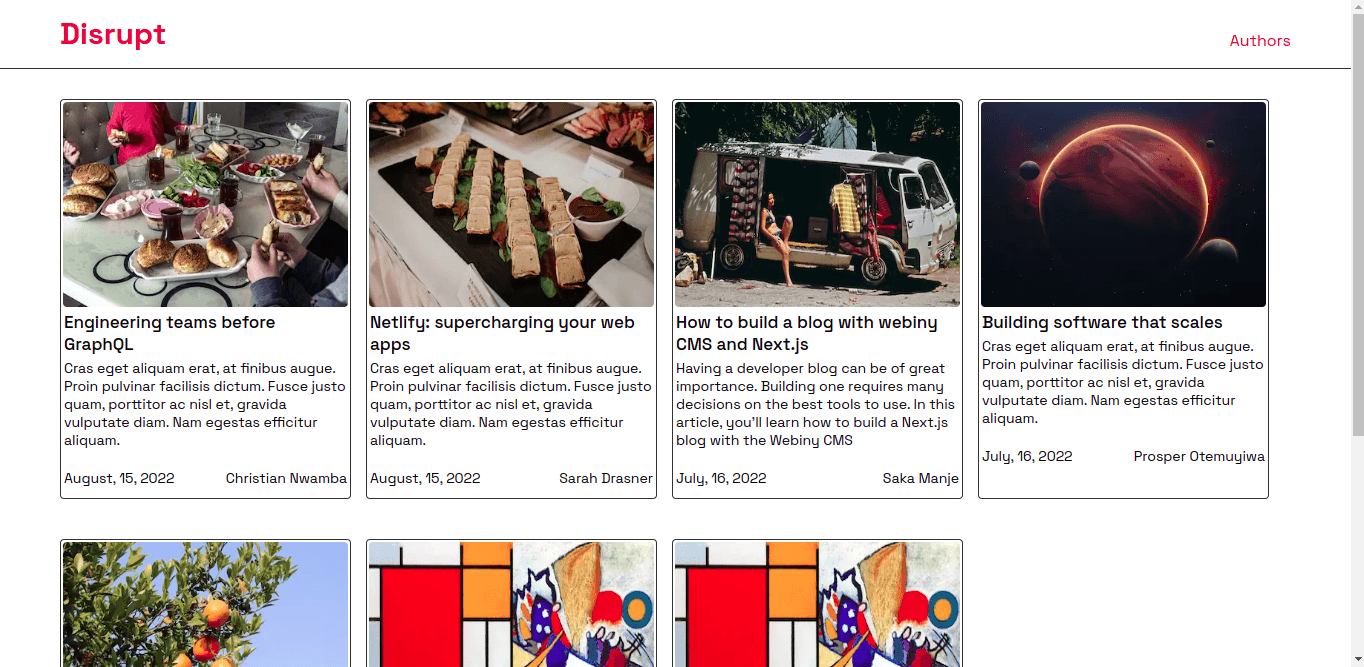 Blog list page