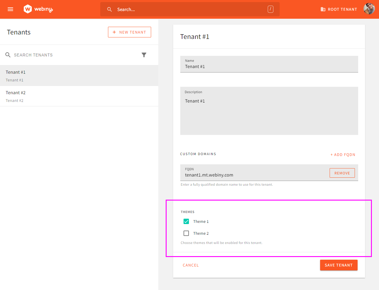 Assign Themes to an Individual Tenant